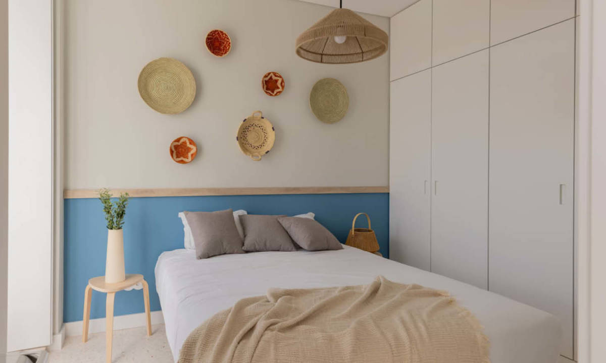 Apartamentos Líbere Lisboa_Dormitorio con carpintería a medida en Living