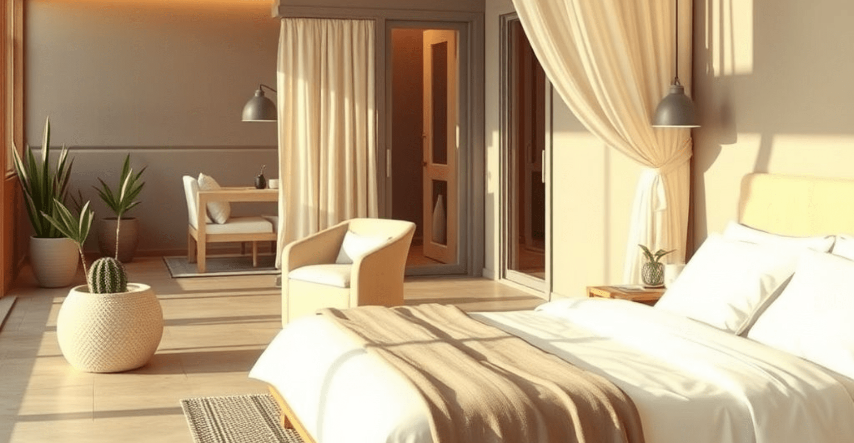 Habitación de hotel con atmosfera relajante que permite a los huespedes conectar 