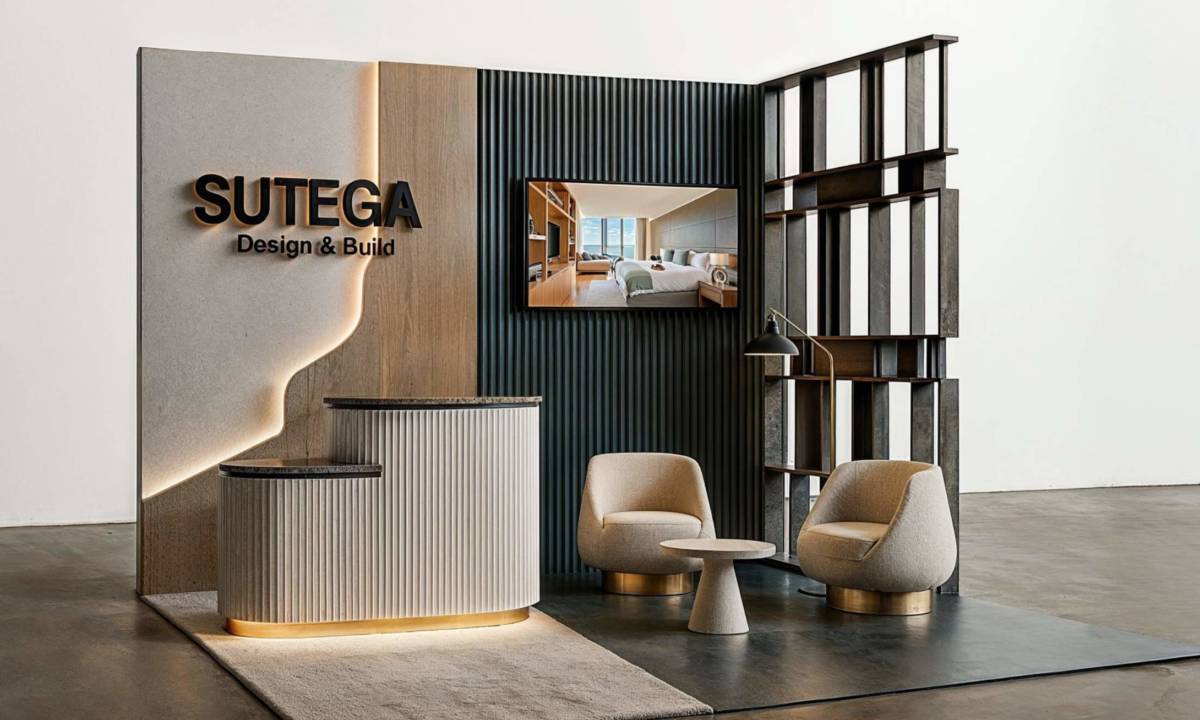 Render de diseño de stand para feria hotelera interihotel Barcelona