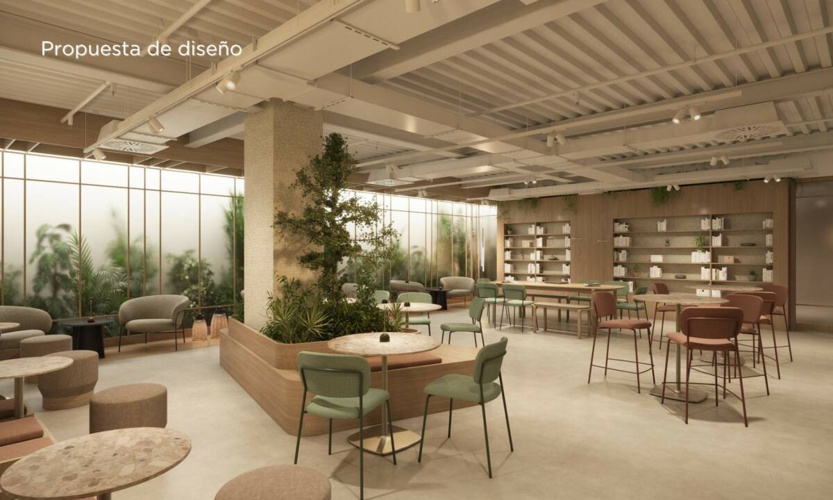 Render de diseño de espacio multiusos con carpintería a medida y armario retroiluminado