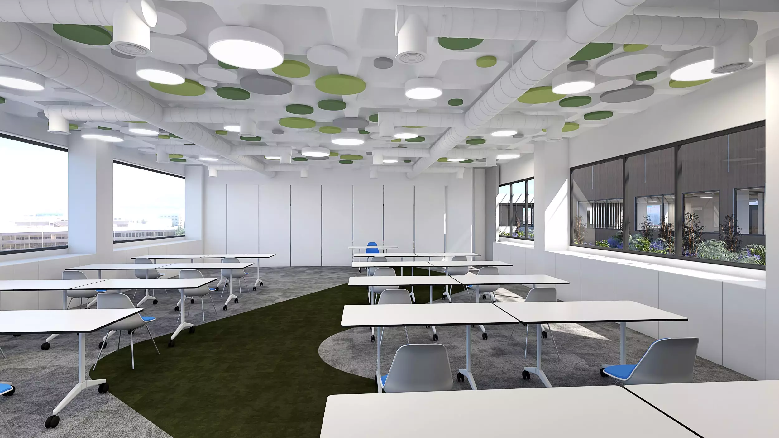 Boiron_Diseño_Render de zona de trabajo en oficina