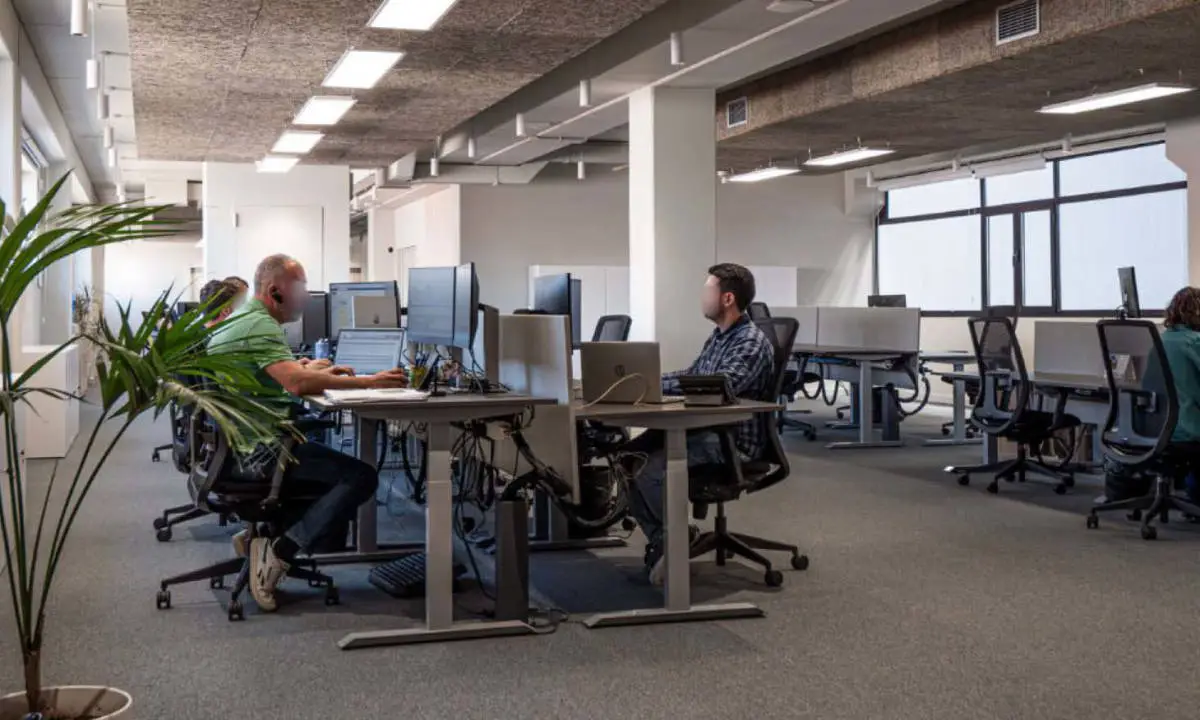 Equipo trabajando en oficina moderna en Vigo