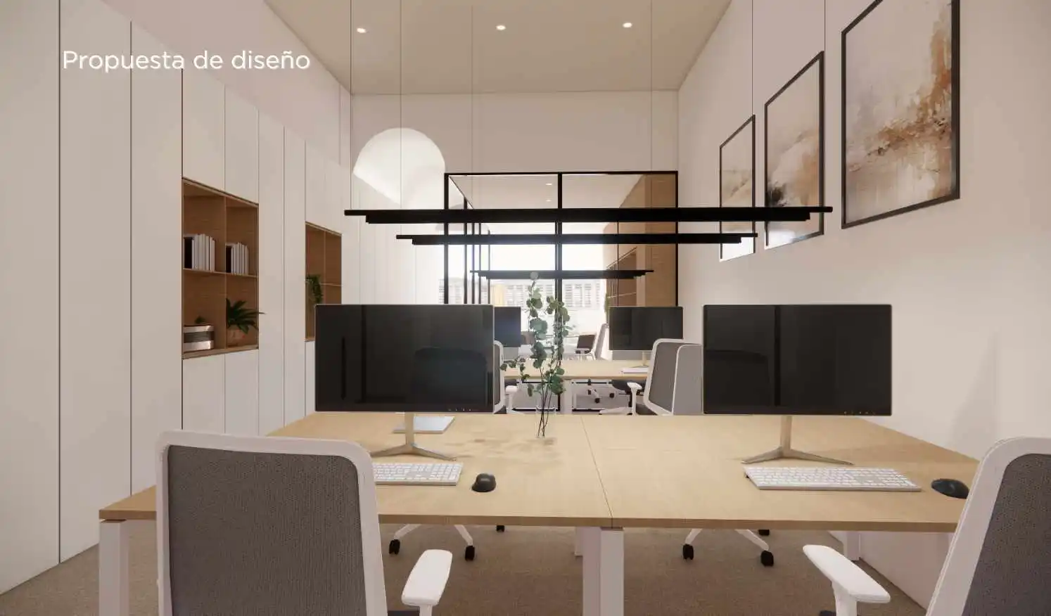 Oficina en Vigo_Renders de proyecto de transformación de oficina