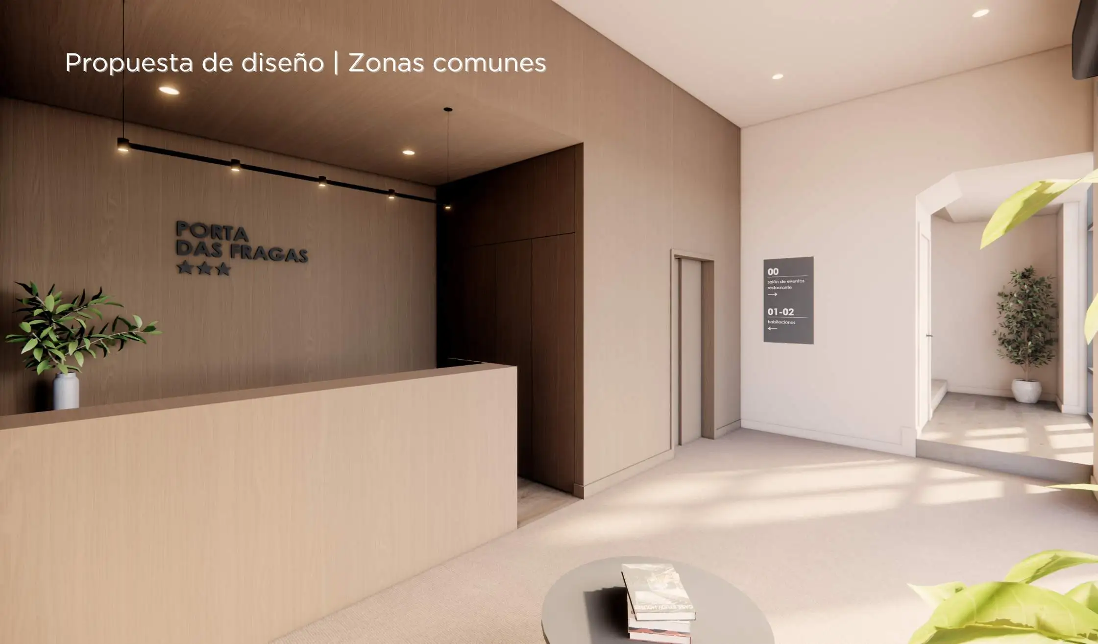 Propuesta de diseño de hotel_Recepción de carpintería a medida