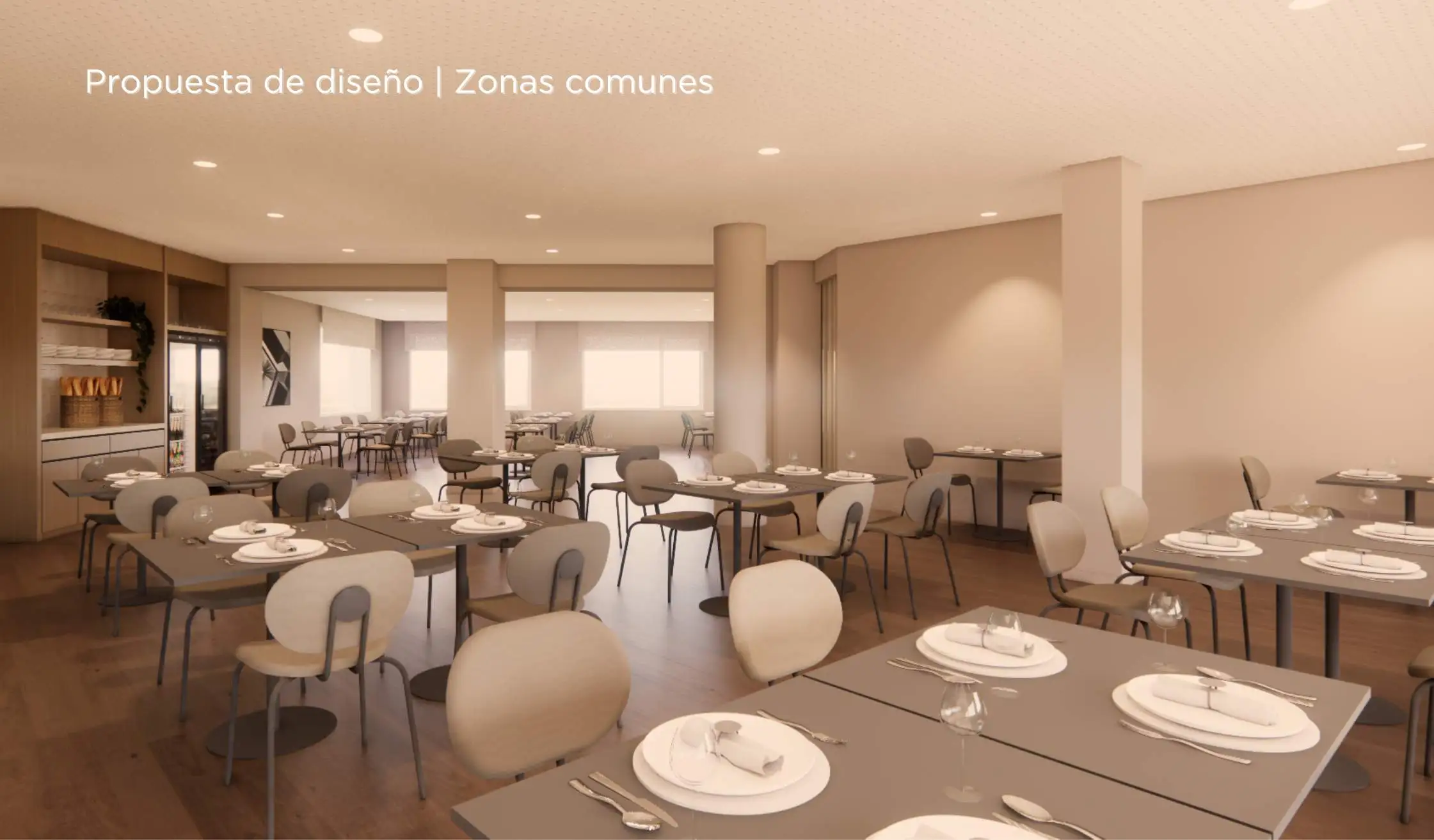 Propuesta de diseño de hotel_Sillas y mesas de comedor para huéspedes en hotel en Galicia