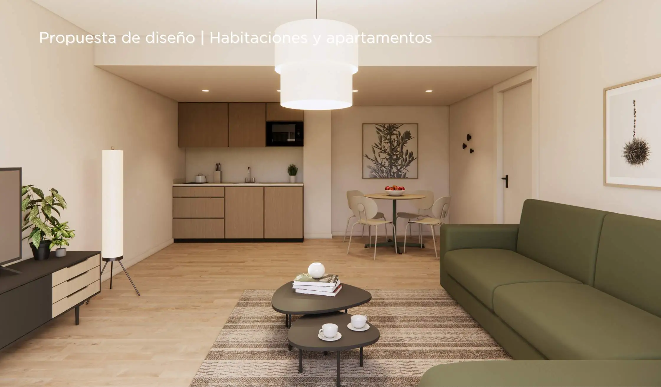 Propuesta de diseño de hotel_Apartamento con salón y cocina a medida