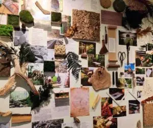 Moodboard de muestras y materiales en feria de mobiliario de Valencia